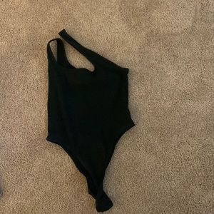 black asymmetrical ribbed bodysuit size medium